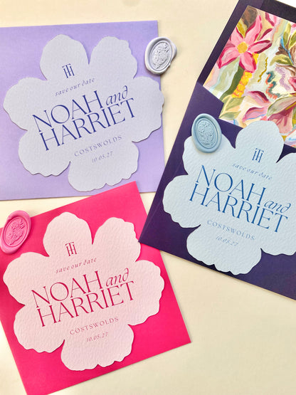 Printed Flower Save The Date