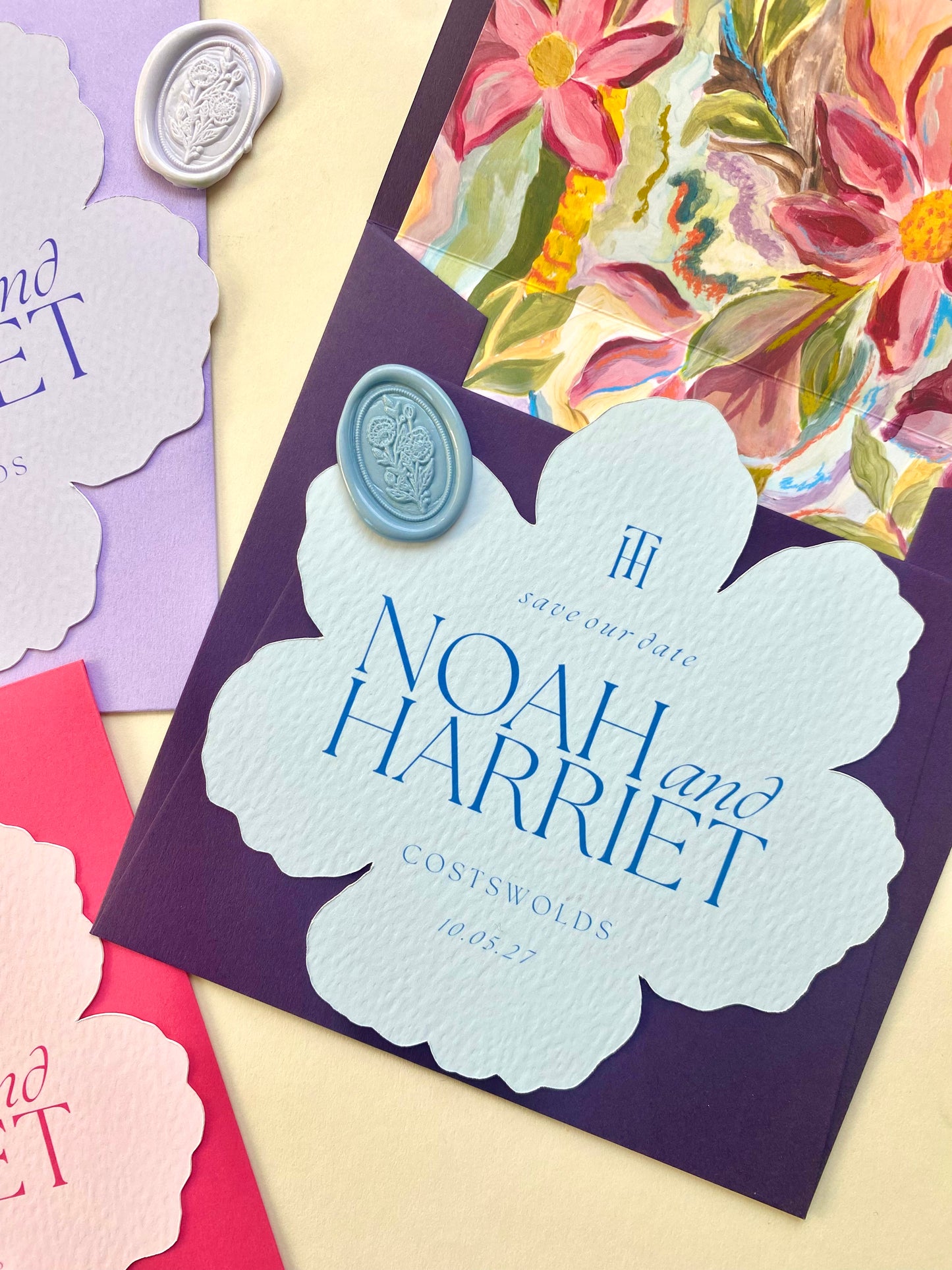 Printed Flower Save The Date