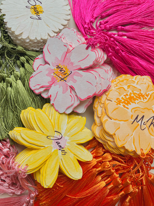Watercolour Floral tassel Place Cards