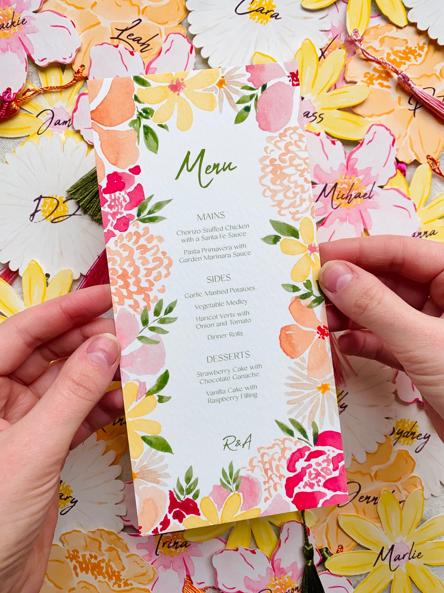 Watercolour Floral Border Menu