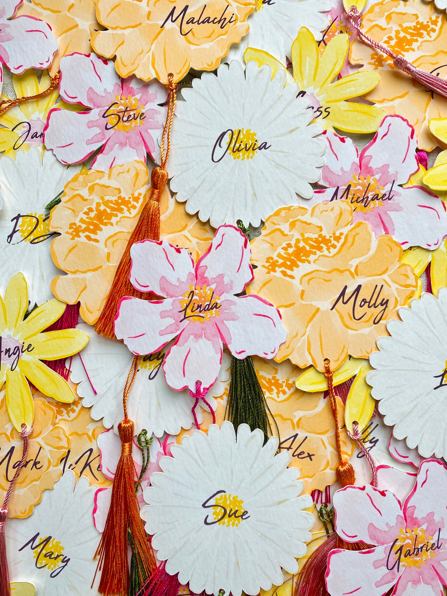 Watercolour Floral tassel Place Cards