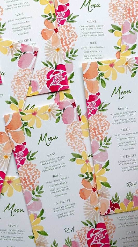Watercolour Floral Border Menu